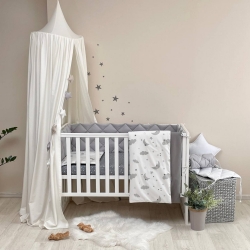 Set lenjerie Patut BebeCopii 6 piese Norisori gri cu luna